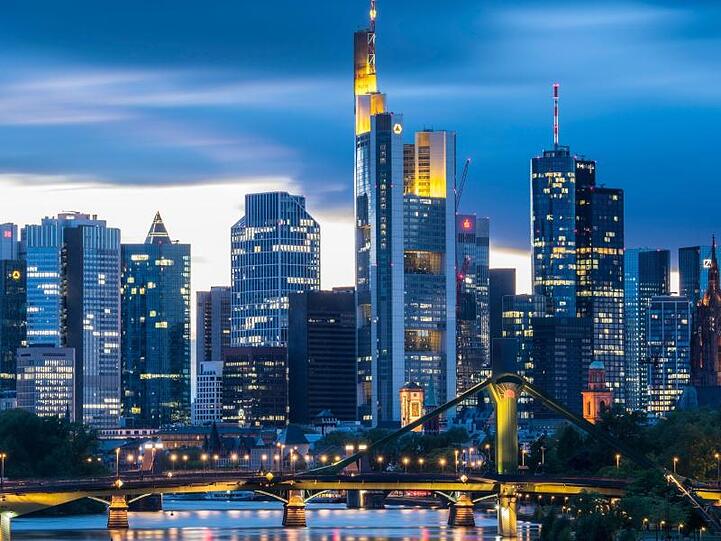 Die Bankenskyline in Frankfurt am Main.