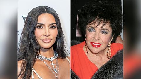 Kim Kardashian (l.) würdigt Elizabeth Taylor.