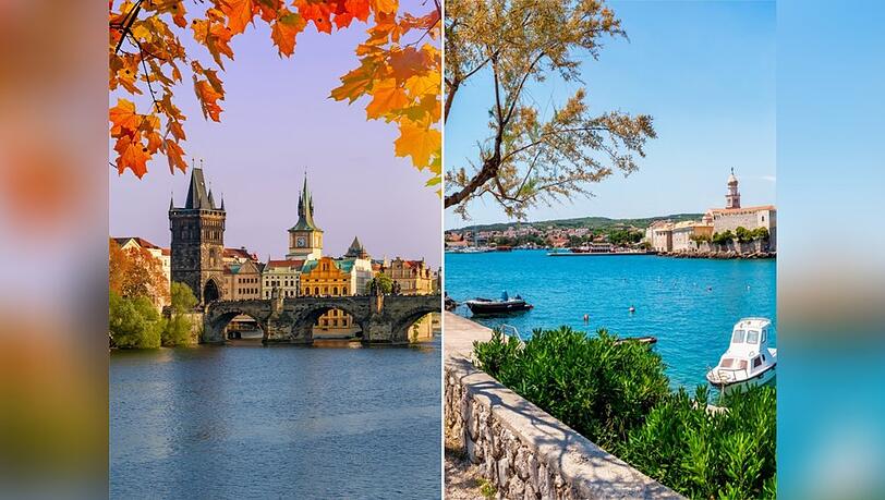 Sowohl in Prag als auch in der Kvarner Bucht zeigt sich der Herbst durch buntere Farben und weniger Touristen. Sowohl in Prag als auch in der Kvarner Bucht zeigt sich der Herbst durch buntere Farben und weniger Touristen.