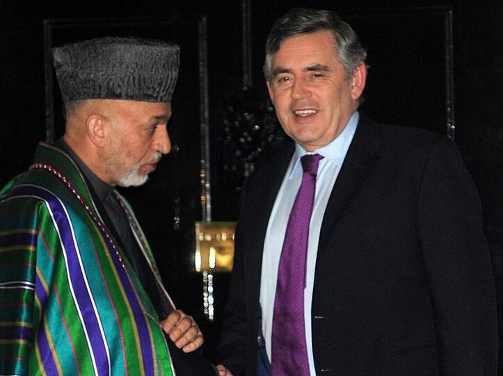 Karsai (l.) und Brown bei der Afghanistan-Konferenz
