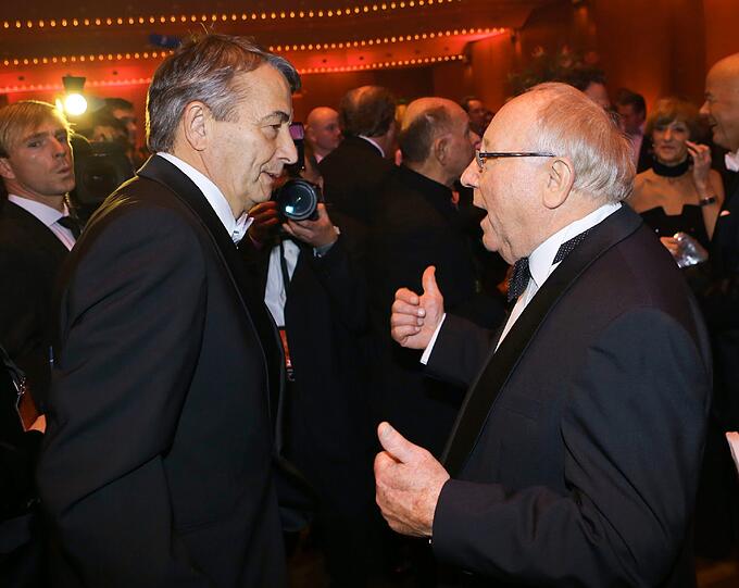 Uwe Seeler im Gespräch mit DFB-Präsident Wolfgang Niersnach.