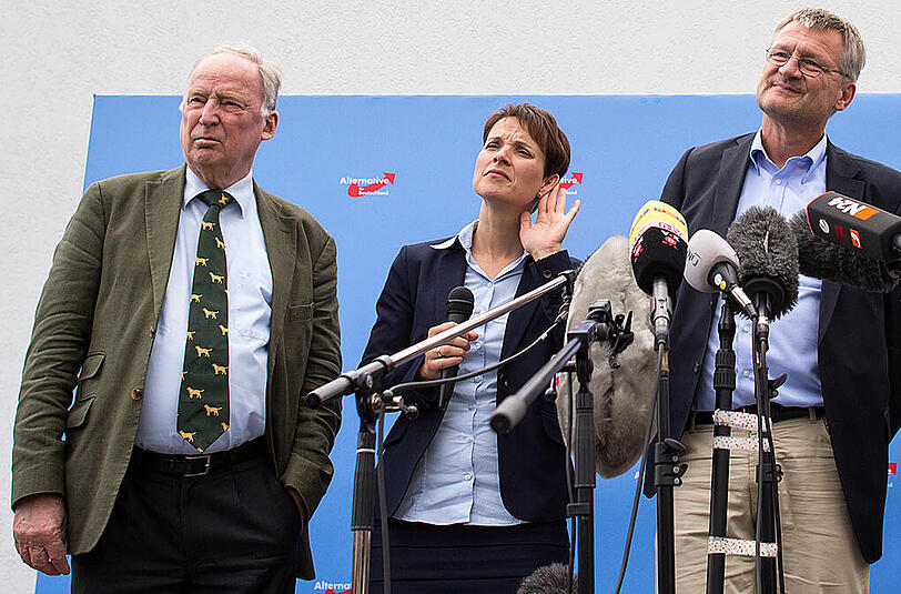 Alexander Gauland (l), Frauke Petry (m) und Jörg Meuthen (r).
