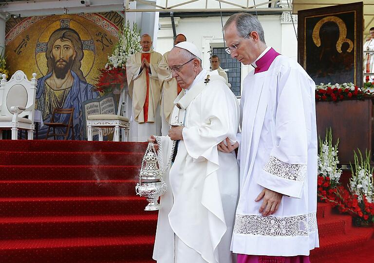 Papst Franziskus bei der Open-Air-Messe im Wallfahrtsort Tschenstochau.