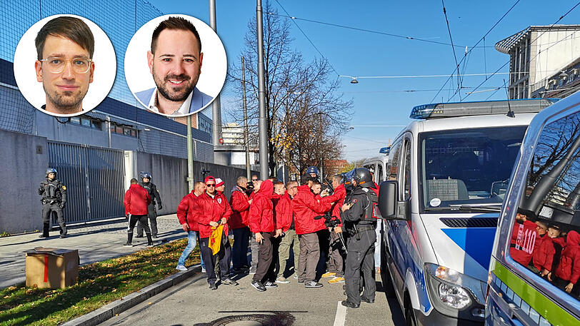 Fans des Halleschen FC Auge in Auge mit der Münchner Polizei - braucht's das? Darüber diskutieren Felix Müller und Patrick Mayer.