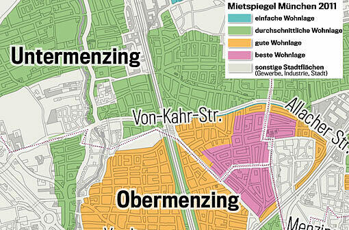 Zahlen Sie zu viel Miete? Klicken Sie durch die verschiedenen Viertel, und checken, in welcher Lage Sie wohnen.