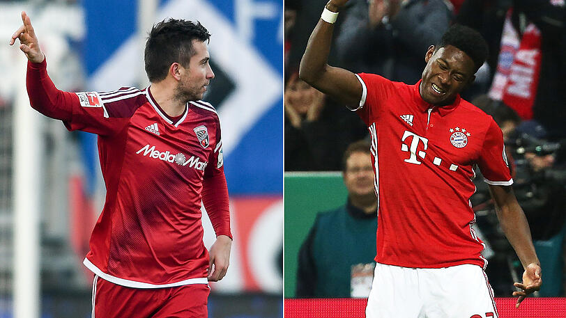 Felix Austria oder Wiedersehen macht Freude: Markus Suttner (FC Ingostadt) und David Alaba (FC Bayern, rechts).