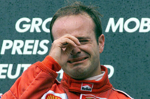 Tränen der Freude beim brasilianischen Formel-1-Piloten Rubens Barichello.