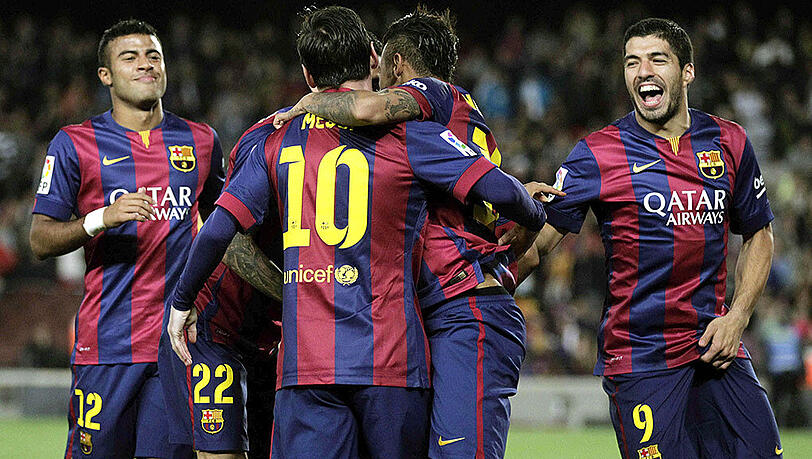 Tormaschinen am Werk: Der FC Barcelona um Sturm-Trio Lionel Messi, Luis Suarez und Neymar lief gegen den FC Getafe heiß. Tormaschinen am Werk: Der FC Barcelona um Sturm-Trio Lionel Messi, Luis Suarez und Neymar lief gegen den FC Getafe heiß.