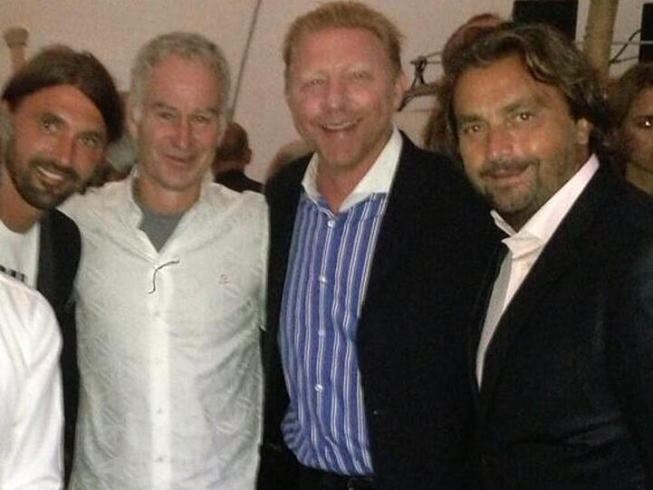 Die ehemaligen Tennis-Stars Goran Ivanisevic, John McEnroe, Boris Becker und Henri Leconte