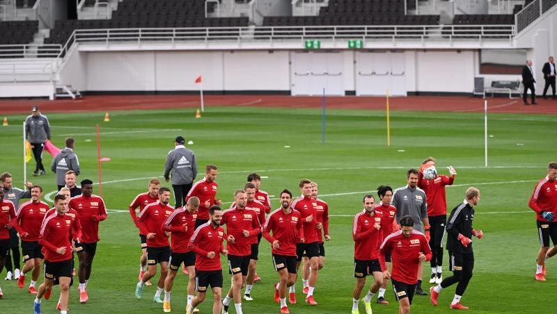 Der 1. FC Union Berlin beim Abschlusstraining in Helsinki vor dem Spiel in der Conference League.