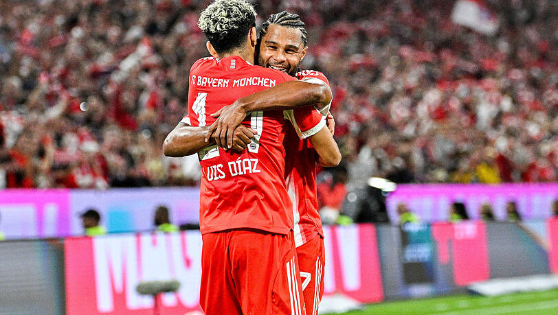 Zwei der besten Bayern-Spieler gegen Leipzig: Serge Gnabry (r.) und Luis Díaz.