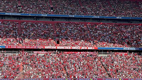 "Bayern M&uuml;nchen hasst Red Bull" steht auf einem Banner geschrieben. Ob die Meinung mehrheitsf&auml;hig ist?