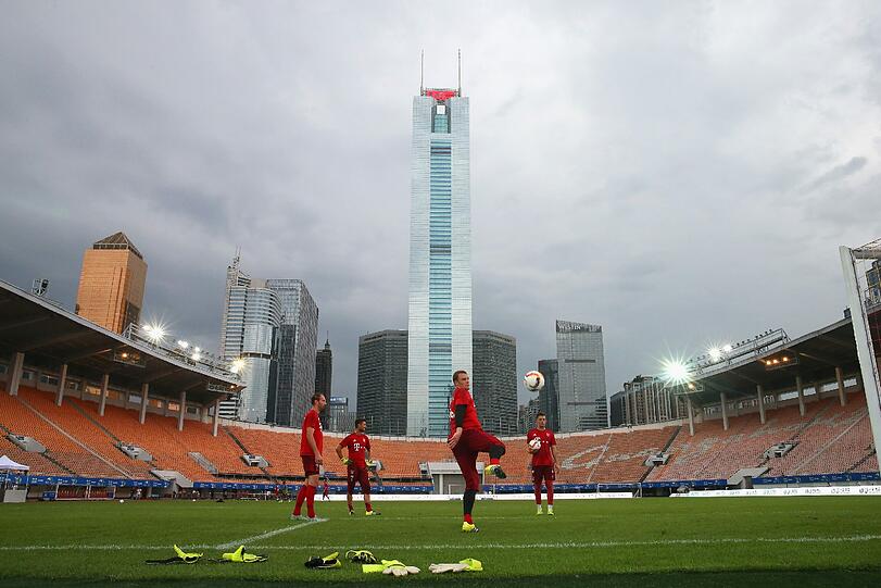 Trainingseinheit im Tianhe Stadium in Guangzhou.