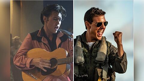 Sowohl "Elvis" (li.) als auch "Top Gun: Maverick" feiern in Cannes Weltpremiere - beide jedoch außer Konkurrenz.