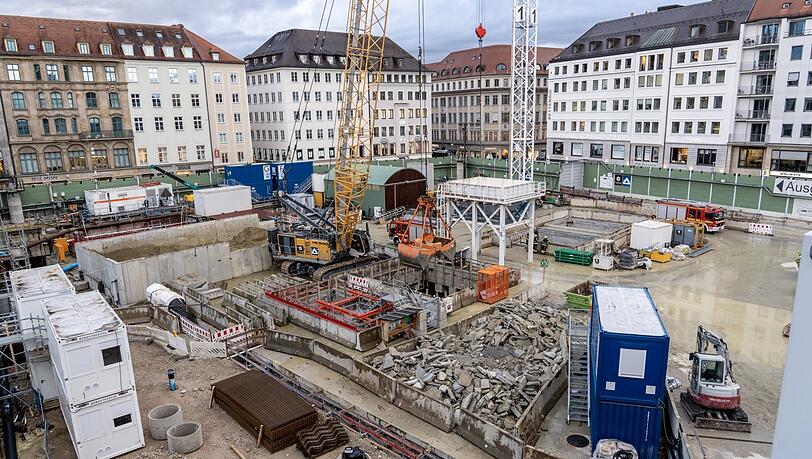 Die Baustelle am Marienhof für die Zweite Stammstrecke. Sie ist die tiefste in Deuschland, sagt die Bahn.