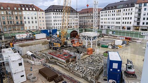 Die Baustelle am Marienhof für die Zweite Stammstrecke. Sie ist die tiefste in Deuschland, sagt die Bahn.
