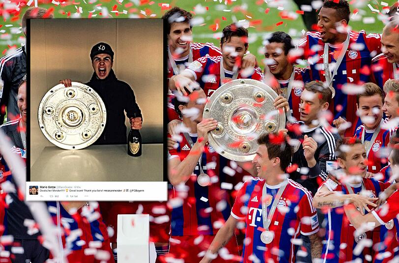 Der FC Bayern München hat die Meisterschale erfolgreich verteidigt. Mario Götze freut sich auf Twitter.