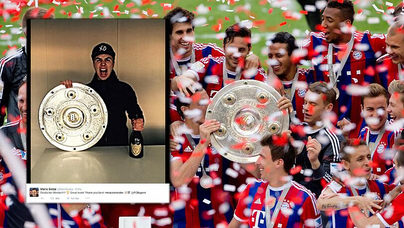 Der FC Bayern München hat die Meisterschale erfolgreich verteidigt. Mario Götze freut sich auf Twitter. Der FC Bayern München hat die Meisterschale erfolgreich verteidigt. Mario Götze freut sich auf Twitter.