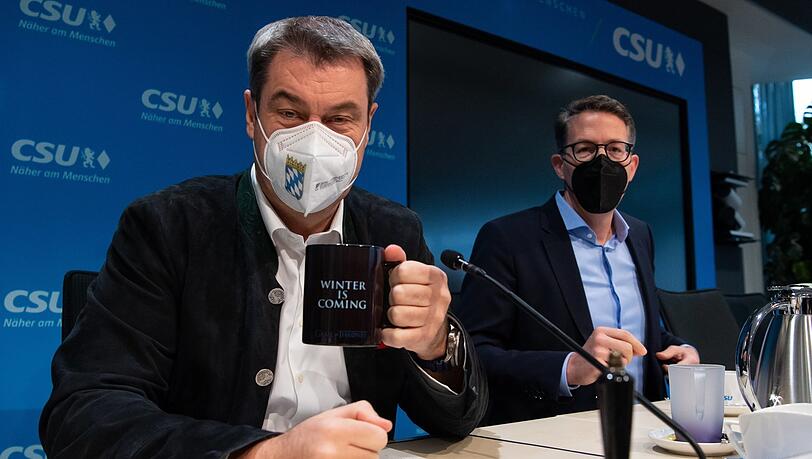 "Ganz großes Kino und erstklassige Krisenkommunikation": Krisenforscher Frank Roselieb über CSU-Chef Markus Söder mit seiner bekannten Tasse mit der Aufschrift "Winter is coming" ("Der Winter kommt"). "Ganz großes Kino und erstklassige Krisenkommunikation": Krisenforscher Frank Roselieb über CSU-Chef Markus Söder mit seiner bekannten Tasse mit der Aufschrift "Winter is coming" ("Der Winter kommt").