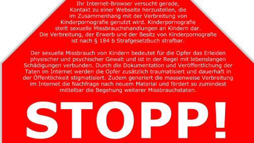 Das "Stopp-Schild" für Internetseiten mit kinderpornographischem Inhalt Das "Stopp-Schild" für Internetseiten mit kinderpornographischem Inhalt