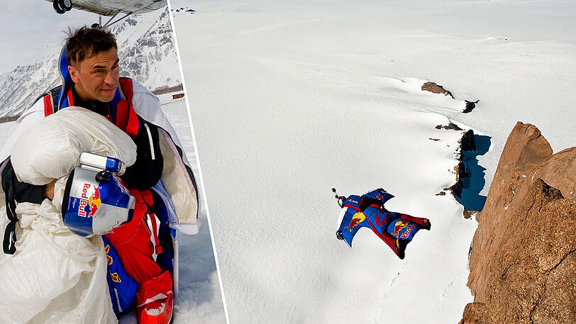 Rechts: Waleri Rosow bei einem Wingsuit-Flug im Jahr 2012 - er war ein sehr erfahrener Basejumper und Fallschirmspringer.