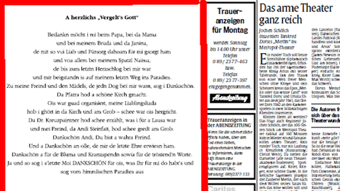 So erschien der Abschieds-Text in der AZ vom Wochenende.