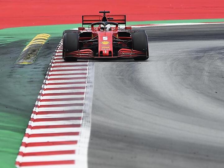 Sebastian Vettel vom Team Ferrari steuerte sein Auto beim Großen Preis von Spanien auf den siebten Rang.