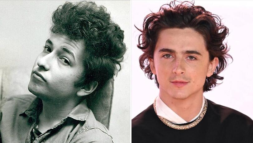 Die Ähnlichkeit zwischen Bob Dylan (l.) und Timothée Chalamet ist nicht von der Hand zu weisen.