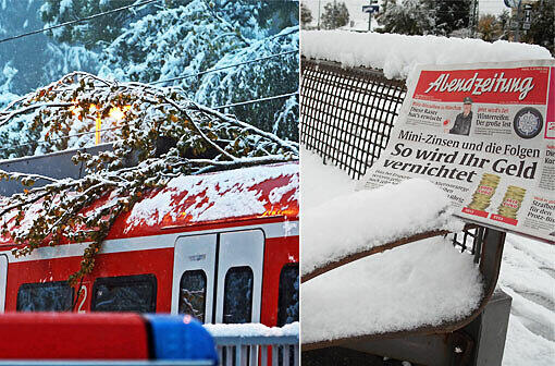 Mit der AZ durch den Schnee! Teile eines Baumes liegen in Icking auf einer S-Bahn. Sehen Sie hier die besten Bilder des Wintereinbruchs.
