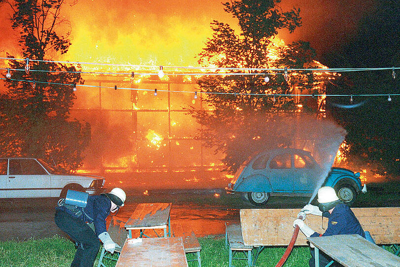 1985: Brand beim Theaterfestival in der ehemaligen Pionierkaserne.