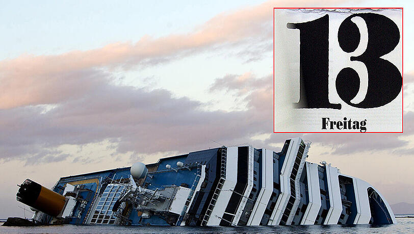 Es geschah an einem Freitag, den 13.: Vor der italienischen Insel Giglio havariert am 13. Januar 2012 das Kreuzfahrtschiff Costa Concordia. Es geschah an einem Freitag, den 13.: Vor der italienischen Insel Giglio havariert am 13. Januar 2012 das Kreuzfahrtschiff Costa Concordia.