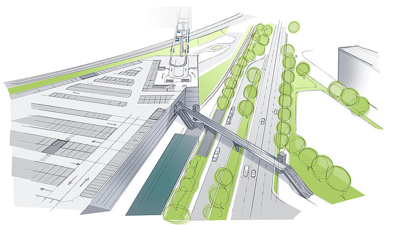 Weitere Visualisierungen der Münchner Seilbahn.