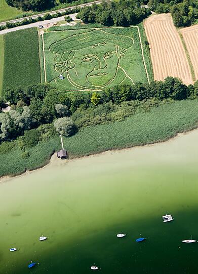 Das Labyrinth in Utting am Ammersee zeigt Martin Luther.