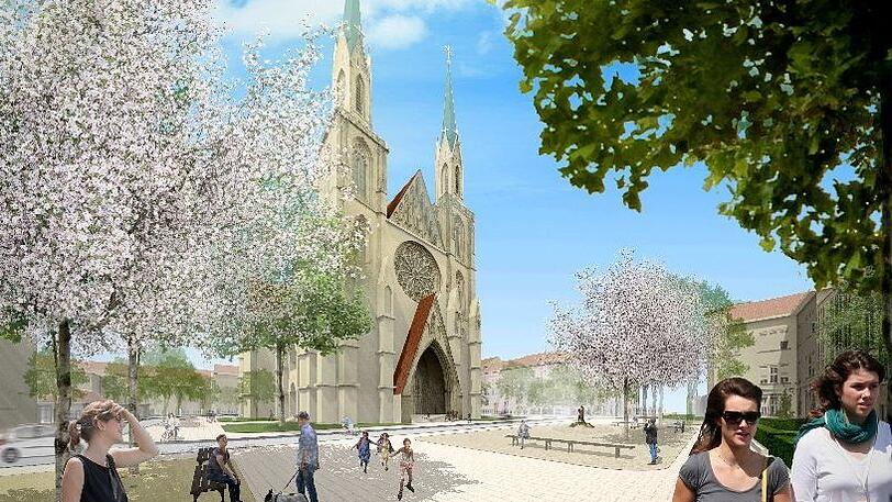 So soll es eines Tages vor der Kirche nahe der Theresienwiese aussehen.