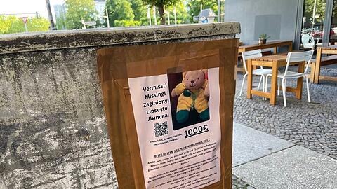 Neben den Plakaten auf Deutsch bittet auch ein eigener Webauftritt auf Englisch, Polnisch, Rumänisch und Bulgarisch um Hinweise zu dem gestohlenen Plüschtier.
