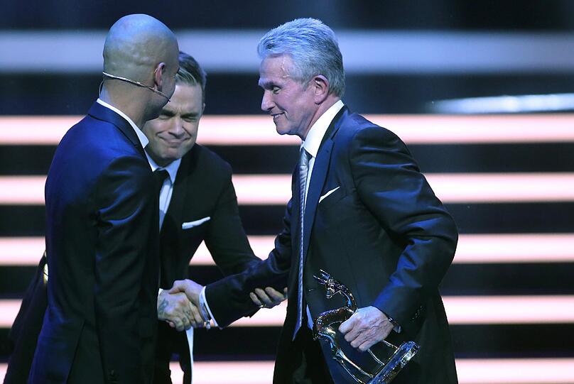 Drei ganz Große bei der Bambi-Verleihung: Pep Guardiola, Robbie Williams und Jupp Heynckes (v.l.).
