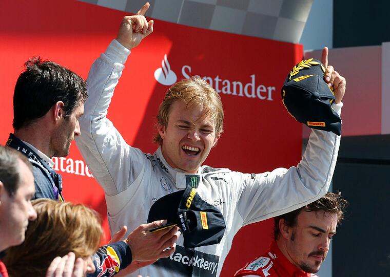 Nico Rosberg feiert in Silverstone.