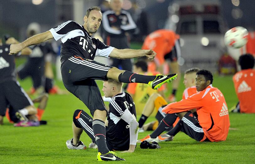 Die Bayern beim Abendtraining.