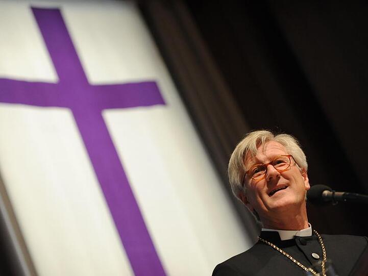 Heinrich Bedford-Strohm, evangelischer Landesbischof, spricht auf der Landessynode. Foto: Andreas Gebert/dpa/Archivbild