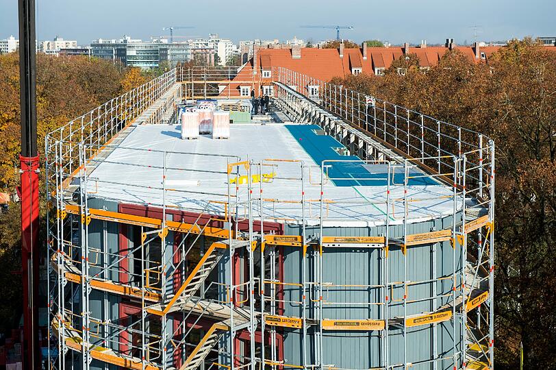 Die Parkplatzüberbauung der GEWOFAG am Dantebad.
