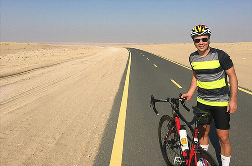 Eine weitere Beschäftigung von Götze: Radfahren in der Wüste.