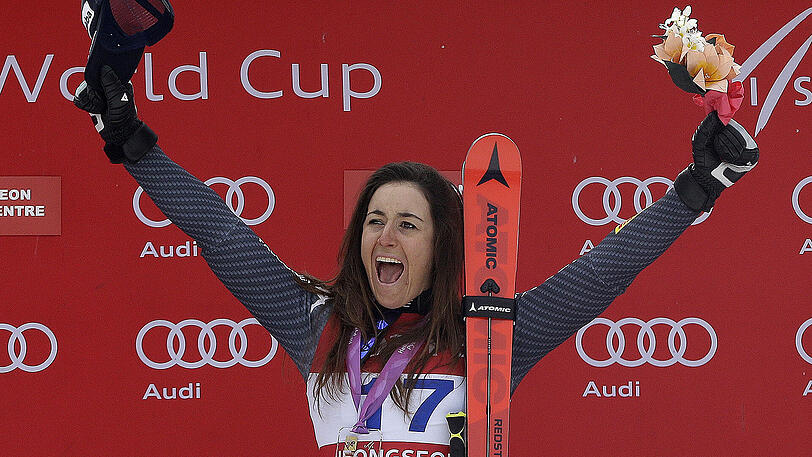 Die einzige Möglichkeit für Shiffrin: Sie gewinnt, und Worley macht höchstens 20 Punkte (Platz 13). Stuhec liegt in der Abfahrtswertung 97 Punkte vor Sofia Goggia (Italien, Foto), sie kann aber nur noch eingeholt werden, wenn Goggia gewinnt und sie selbst keine Punkte mehr macht.