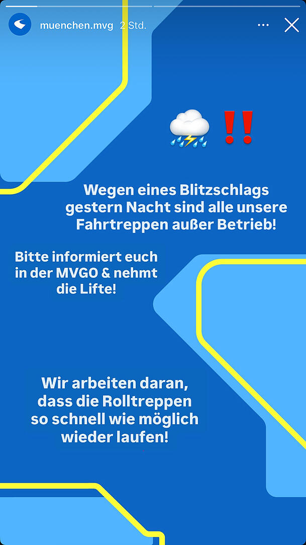 Derzeit sind alle Rolltreppen an den Münchner U-Bahnstationen außer Betrieb.
