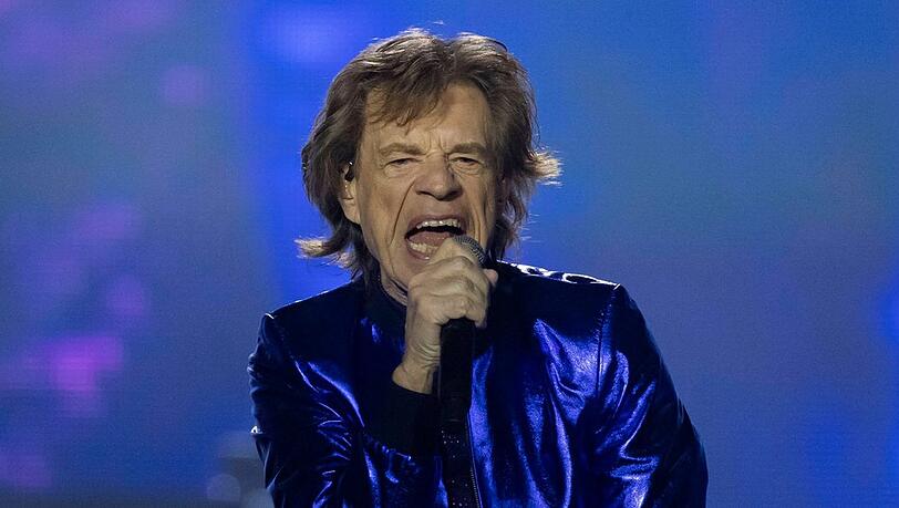 Mick Jagger während seines Auftritts in der Gelsenkirchener Veltins-Arena.