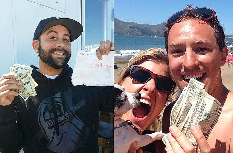100 Dollar und ein Haufen Spaß: Der Millionär will, dass die Finder der Geldumschläge ein Selfie von sich posten.