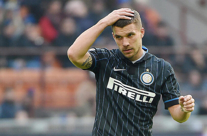 "Gefährlichkeit gleich null": Lukas Podolski hat bei Inter Mailand bisher keinen guten Stand. Oft hagelt es Kritik von den Medien.
