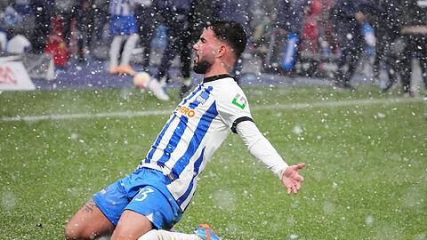 Herthas Marco Richter bejubelt seinen Treffer zum 1:0.