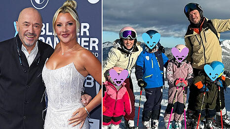 Christian Neureuther posierte beim "Blauen Panther" mit Evelyn Burdecki und sprach über seine beiden Kinder und fünf Enkelkinder.