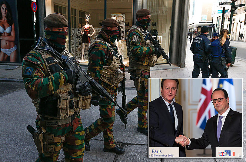 Weiterhin patroullieren schwer bewaffnete Soldaten durch die belgische Hauptstadt. Frankreichs Präsident Francois Hollande bemüht sich derzeit um eine internationale Anti-IS-Allianz