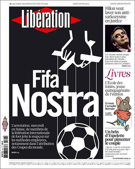 "Libération" aus Frankeich gestaltet das Kino-Plakat von "Der Pate" um und lässt die FIFA im Mafia-mäßig daherkommen.